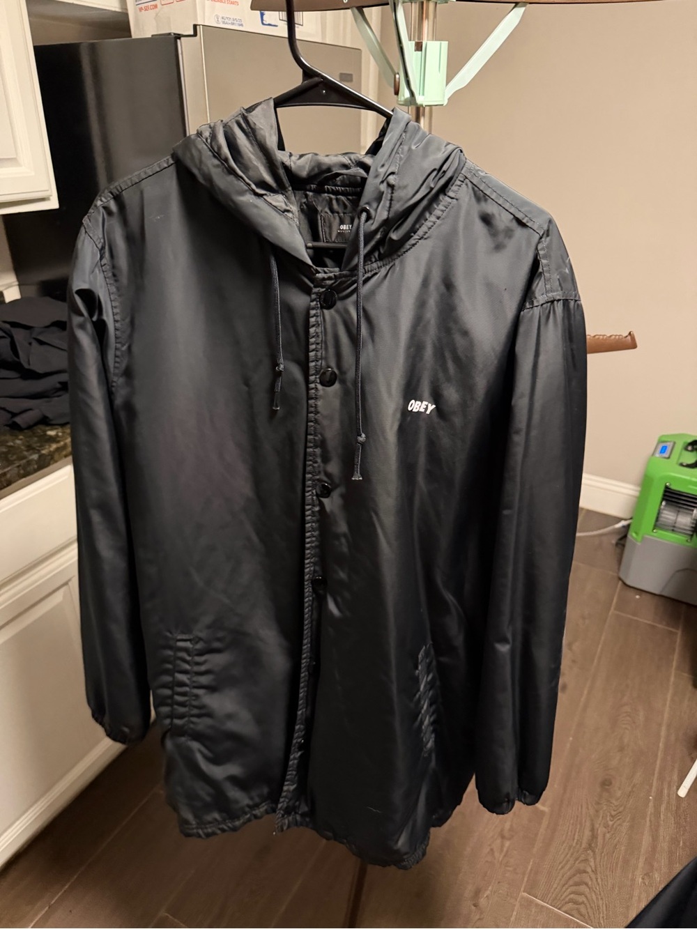 Obey Black Hooded Coach Windbreaker Jacket